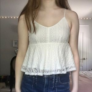 garage white lace cami tank top